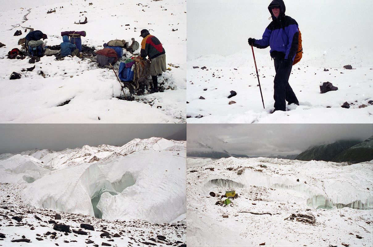 25 Jerome Ryan Descending The Baltoro Glacier In Snow We packed up at Concordia and trekked back down the Baltoro Glacier in snowy cloudy weather. We then trekked back to Askole via Jhola and Korophon in perfect weather, and then via jeep to Skardu.